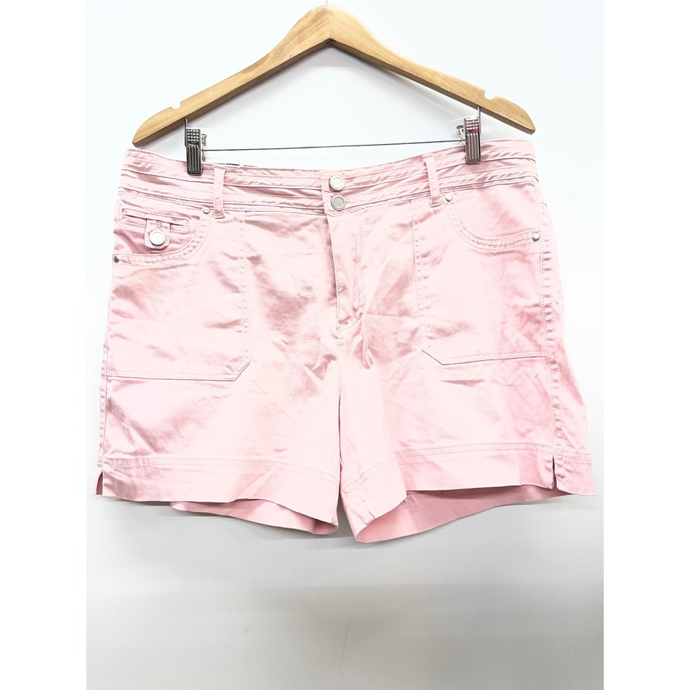 One5One Pink Utility Cargo Shorts Womens Size 16 Double Button Front Pockets